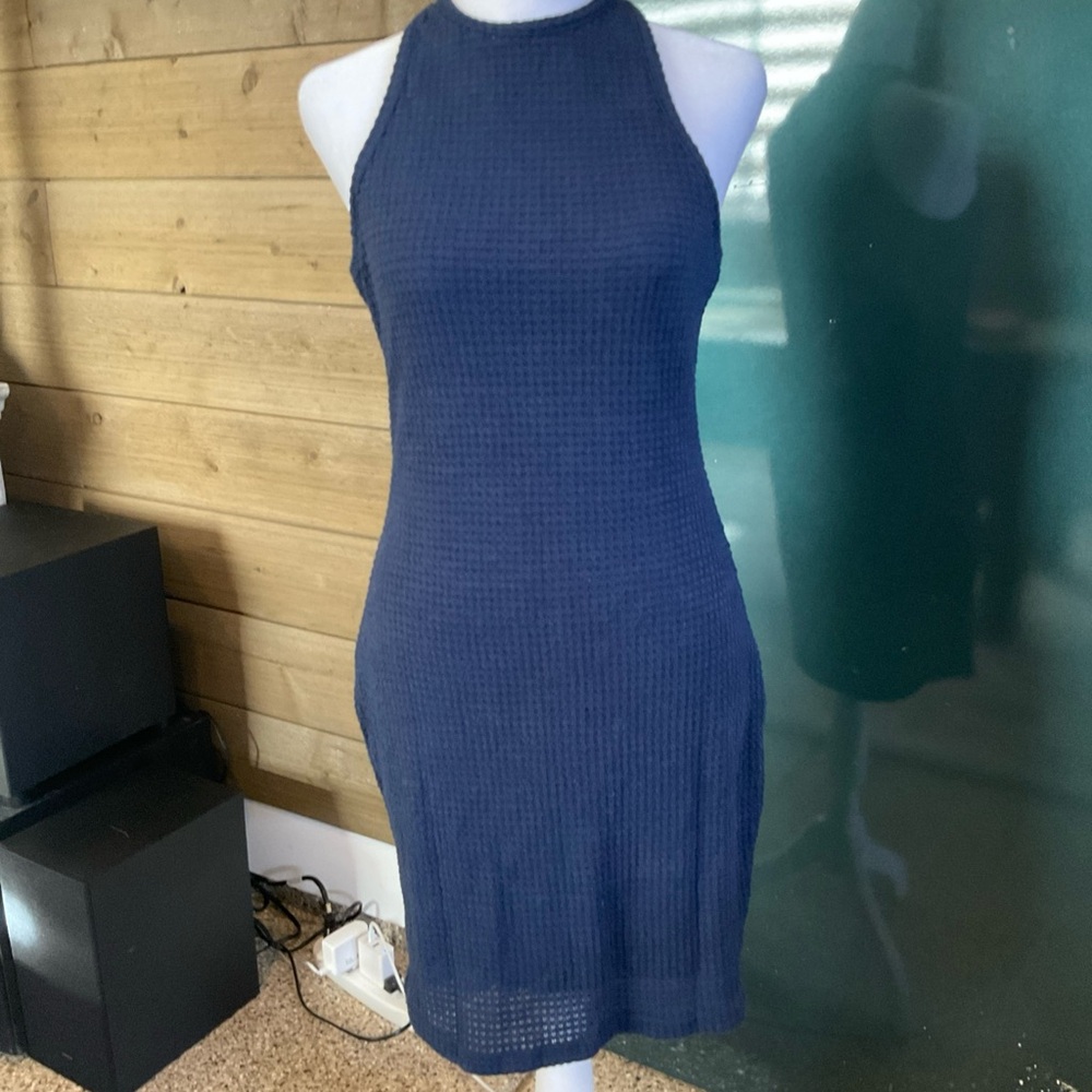 SHEIN Navy Textured Mini Dress